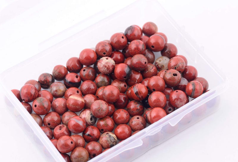 Cmidy Natural Stone Beads 100pcs 8mm Round Red Jasper Genuine Real Stone Beading Loose Gemstone Hole Size 1mm DIY Charm Smooth Beads for Bracelet Necklace Earrings Jewelry Making (Red Jasper) - Image 5
